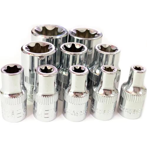 10pcs E4-E18 Torx Socket Set 1/4"&3/8" Wrench Head CR-V E-type Spanner Allen Head 3/8 Universal Sockets Tool Auto Repair Tools