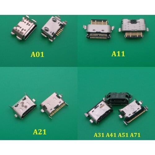 100Pcs/Lot Micro USB Charging Connector Type C Port Jack For Samsung A01 A015 A015F A11 A115F A21 A31 A41 A51 A71