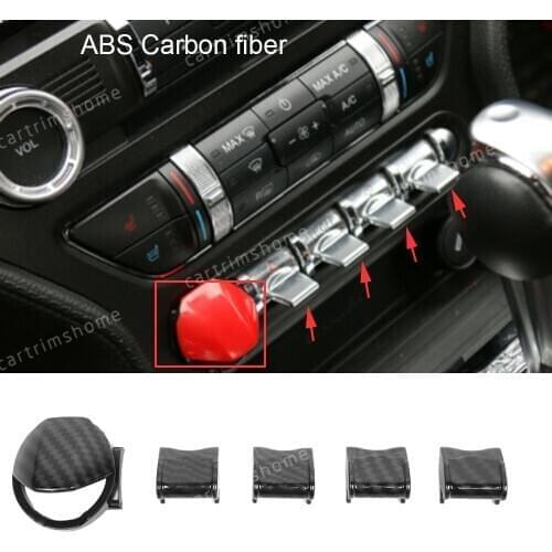 5*Carbon Center Control Navigation Start Stop Button Trim For Ford Mustang 2015