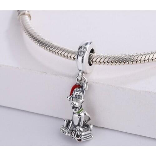 925 Sterling Silver Christmas Gifts Loyalty Cute Small Dog Pendant Charm Bracelet DIY Jewelry Making For Pandora