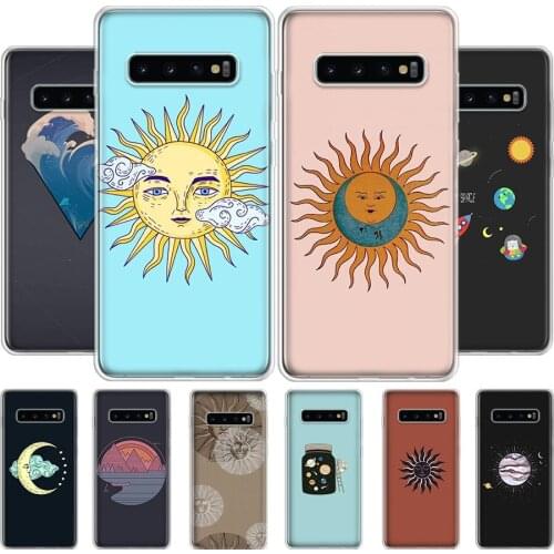 Funny Sun Moon Face Phone Case For Samsung Galaxy S20 S10 S21 Ultra Note 10 20 S9 S8 S7 FE Plus Lite Cover Soft Silicone TPU