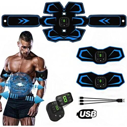 Electric Abdominal Muscle Stimulator EMS Trainer Belt Rechargeable Body Massage Muscle Training Stimulator Gear Fitness Massager