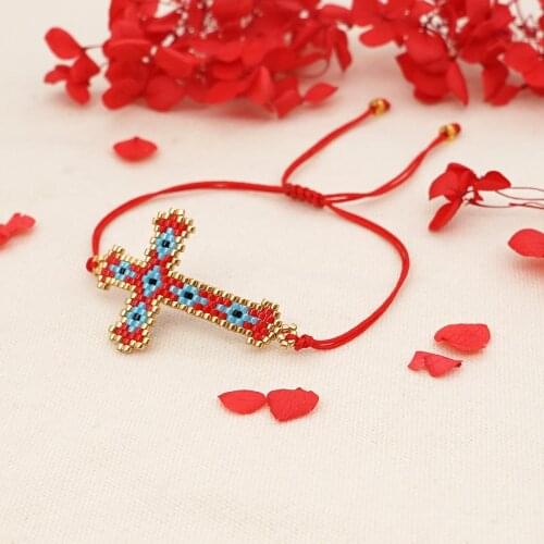 Go2boho Miyuki Bracelets Fashion Christian Cross Bracelet For Girlfriend Gift Jewelry Pulseras Handmade Woven Jewellery Women