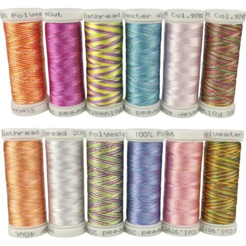 Simthread 12 Multi-Colors Sewing Thread Bobbins 300 Meters Snap Spool for Hand and Machine Embroidery Quilting Overlock Serger