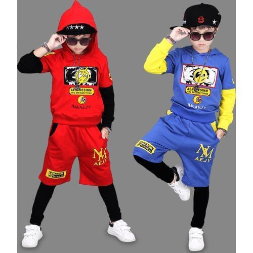 Sportswear sets dance sportswear cotton long sleeve boys Spring street hip-hop garments teen-ages with hoodies size 110-160