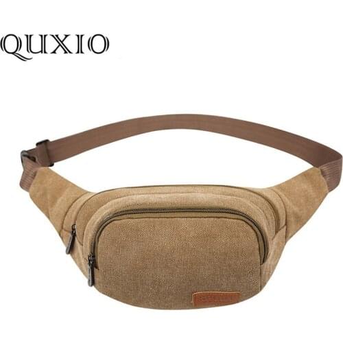 2019 New Vintage Mens Canvas Waist Packs Belt Bag Men Fashion Casual Waist Bags Woman Bag Wallet Small Bags ZZQ01