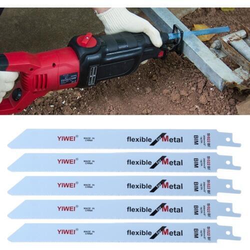 5 Pcs S1022BF BIM 202mm 8" Reciprocating Sabre Saw Blades Set Flexible For Metal-m17