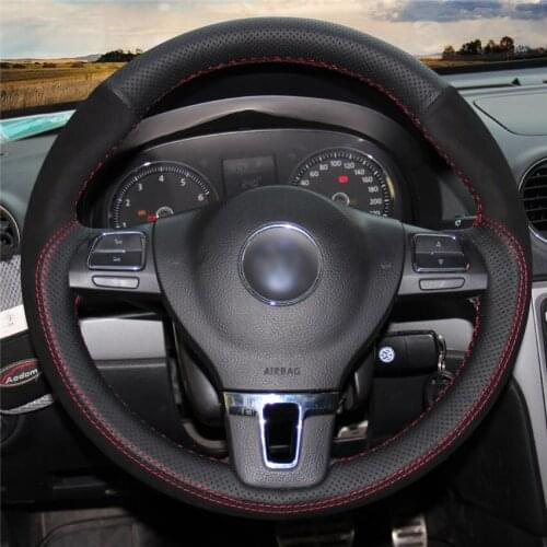 DIY Anti-Slip Wear-Resistant Steering Wheel Cover For Volkswagen Tiguan Golf Plus Passat CC Amarok Car Interior Decoration