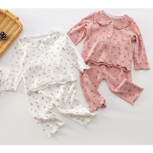 2021 New Spring Autumn Home Wear Print Top + Pant 2Pcs Baby Girl Clothes Sets Newborn Clothes Toddler Baby Clothes Pajamas