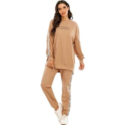 Autumn Casual Sports Suit Long Sleeve Loose Long Sweater Elastic Waist Harem Pants Outfits For Women Two Piece Set Lounge Wear