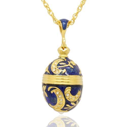 Slide charm Free shipping Russian style Faberge blue quail egg pendant Necklace Jewelry Valentines Day gift