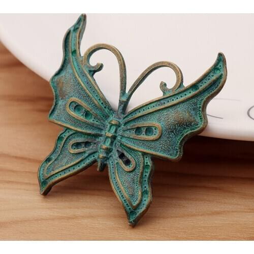 5 Pieces Antique Bronze Verdigris Patina Large Butterfly Charms Pendants for Jewellery Making Findings