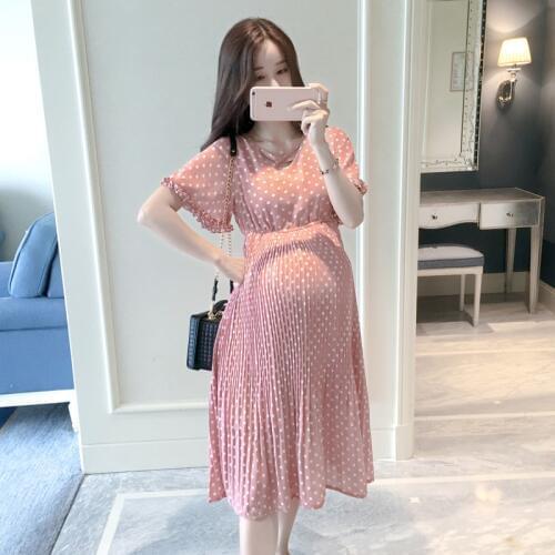 Casual Long Pregnancy Dresses For Women Short Sleeve Loose Maternity Dresses Summer New Chiffon Pregnant Dress Maternity Clothes