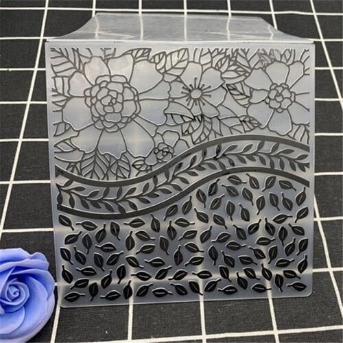 Rose flowers and leaves transparent plastic folding embossing board folder DIY handmade works background embossing mold