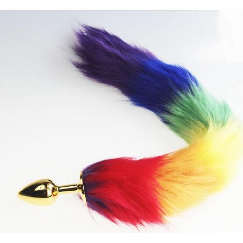 Rainbow Fox/Dog Tail Metal Furry Anal Plug Sexy Toys Butt Plug BDSM Flirt Anus Plug For Women WILD cat Tail Adult Toy Stim