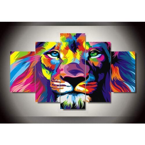 Frame Colorful Lion Animals Abstract Painting Canvas Paintng Modern Wall Art Picture For Home Wall Artwork ht037