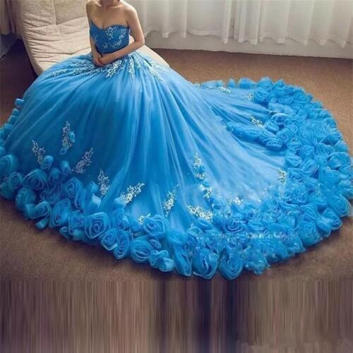 2020 Luxury Blue Sweetheart Quinceanera Dresses A Line With Appliques Lace Up Sweet 16 Dresses Vestidos De 15 Years Party Gowns