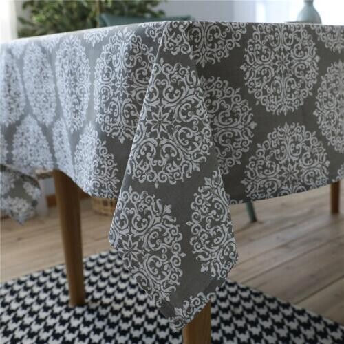 American Modern Pastoral Style Grey Tablecloth New Cotton & Linen Concise Rectangular Table Cloth Coffee Cabinet Dustproof Cover