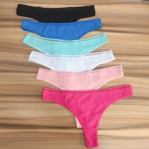 3 Pieces Ladies Cotton Thong Panties Women G-String Sexy Lingerie Femme Solid Color Underwear For Female Tanga Mujer Intimates
