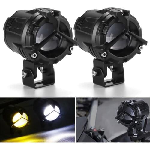New 1 Pair Motorcycle Led Spotlight 40W Dual Color Lamps 3 Modes Y Type Brackets 12V 24V For Motorcycle Car Offroad ATV UTV