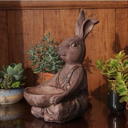 Rabbit Vase Pot Tray Ornaments Home Decoration Crafts Outdoor Garden Succulent Flower