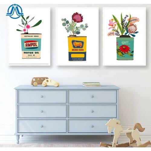 Vintage Tins Flower Posters And Prints Plants Canvas Painting Wall Art Creative Pictures For Living Room On The Wall Home Decor
