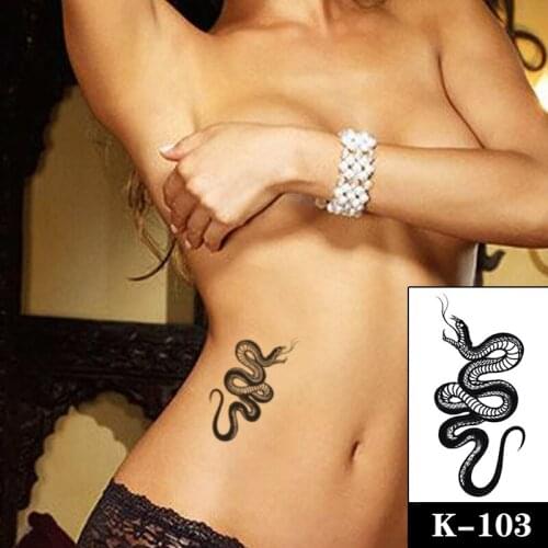 Temporary Tattoo Stickers Black Snake Wolf Fox Gun Knife Totem Fake Tattoos Waterproof Tatoos Arm Belly Small Size for Women Men