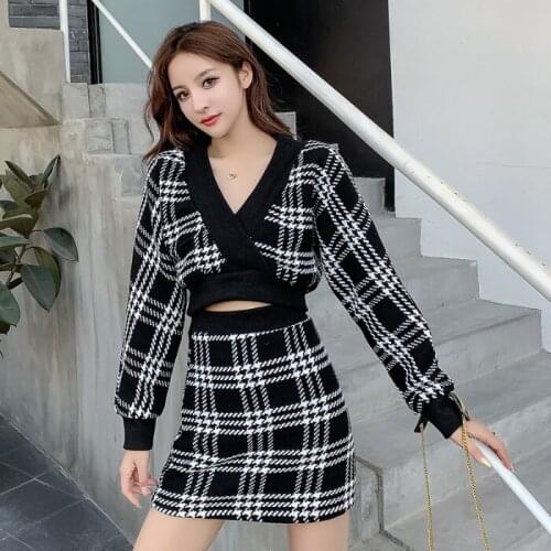Fashion Goddess Western Style Knitted Two-Piece Skirt 2021 Spring New Ladies Temperament Fried Street Small Incense Style