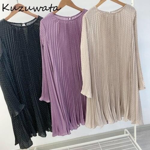 O Style French Neck Chic Polka Dot Women Dress 2021 Spring Elegant Big Swing Dresses Solid Simple Mid-length Vestidos