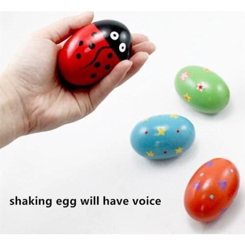 1PC Colorful Kids Wooden Maracas Ball Baby Child Musical Instrument Percussion Egg Shaker Children Fun Gift Toy Musical Egg