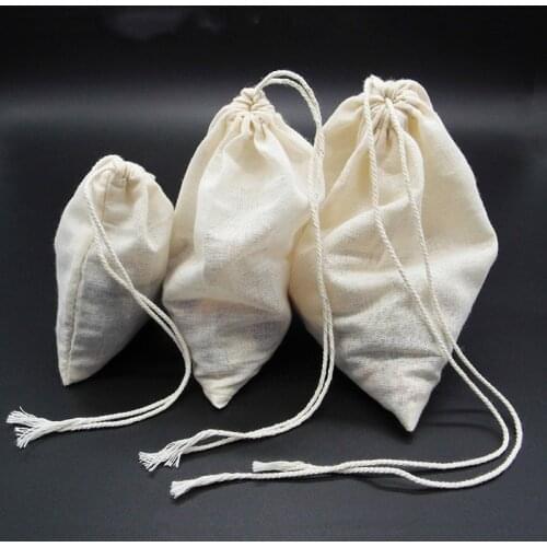 10Pcs 8x10 Cotton Bags/5Pcs 40x45cm Reuse Filter Bags Soybean Milk Strainer Drawstring Cotton Bag Seasoning Empty Bag