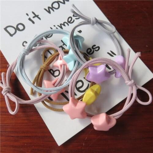 10PCS/LOT Lovely 2 Stars Candy Elastic Hair Bands For Women Creative Headband Scrunchy Kids Turban Hair Accessories For Girl