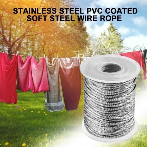 15m / 25m Stainless Steel PVC Coated Soft Steel Wire Rope Transparent Stainless Steel Clothesline For Home Accessories Tools New