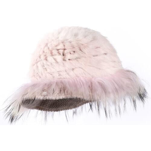 2020 Hot fashion excellent rex rabbit fur hat Genuine Women winter cap high quality raccoon fur hats