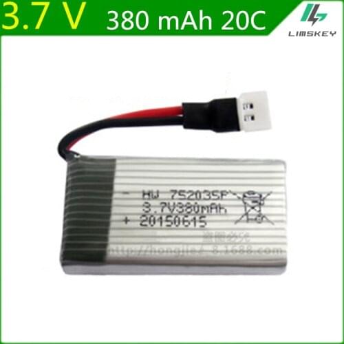 3.7V 380mAh Lipo battery For Hubsan h107d overflew FY310B m62R DiFeida DFD F180 752035 3.7 V 380 mAh XH plug Lipo battery