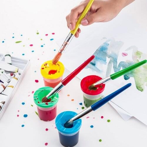 4Pcs Kids Children DIY Art Crafts Early Learning Painting Drawing Water Brushes and 4PCS Paint Wash Cups Tools Set Art Supplies