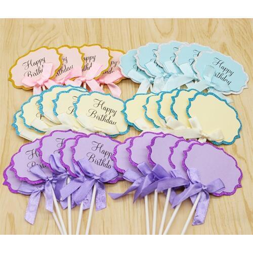 5PCS 6pcs Cupcake Cake Decorations Lollipop Decor Inserted Card Flag For Wedding Birthday Party Decoration Festival Decoration