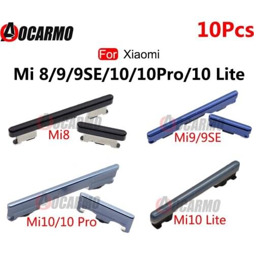 10Pcs For Xiaomi Mi 8 9 10 Pro 9T Volume Power On Off Side Button Key For Mi 10 Lite / Poco M3 / 9SE / 10Pro Replacement Parts