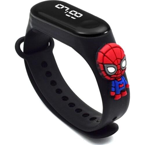 Disney Spiderman Minnie Figrues Watch Cartoon LED Waterproof Watch Fashion Electronic Watch Plastic Bracelet Kids Touch Watch