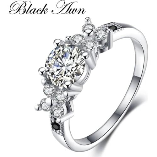 BLACK AWN 2021 New Genuine 100% Sterling 925 Silver Jewelry Square Engagement Rings for Women Gift C373