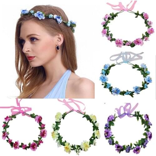 Flower Headband Head Garland Hair Band Crown Wreath Festival Boho Hippy Beach Women Headdress Bride Hair Ornaments