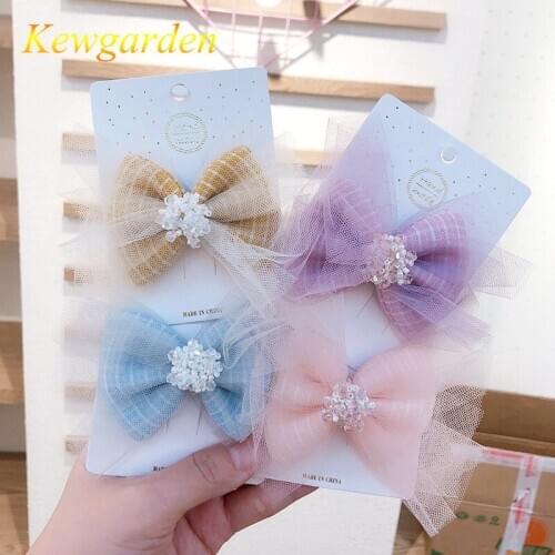 Kewgarden New versatile bow children side clip hair accessories 3pcs