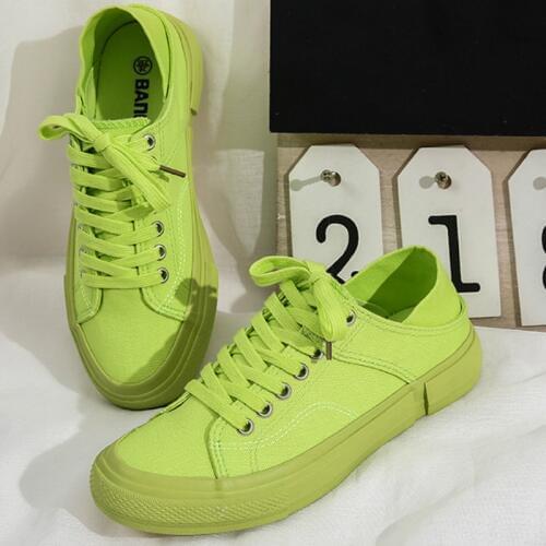Classic Green Sneakers Women Casual Canvas Shoes Female Summer Lace-Up Flat Trainers Zapatillas Mujer Vulcanize Shoes R1-96