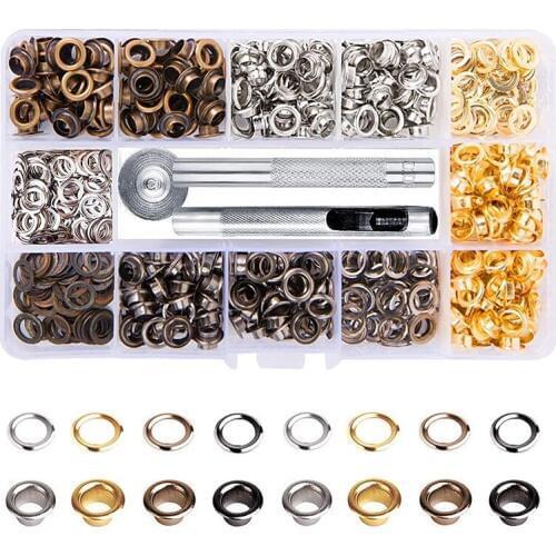 Grommets Kit 3/16Inch 400Pcs Eyelets Kits Eyelets Grommet Sets for Shoes Clothes Crafts Bag DIY Project (4 Colors)