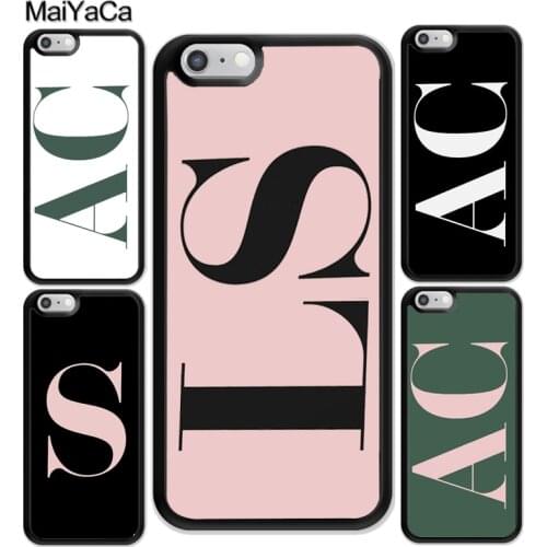 MaiYaCa Custom Large pink initial black background Case For iphone 12 mini 11 Pro Max X XR XS MAX SE 2020 6S 7 8 Plus 5S Cover