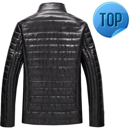 Leather Jacket Genuine Men Winter Duck Down Coat Black Coats Plus Size 6XL Mens winter jackets LX2162