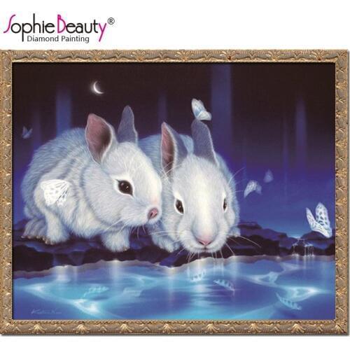 Sophie Beauty Diy Round Square Diamond Painting Cross Stitch Beads Embroidered Handcraft Mosaic Night Rabbit Butterfly Craft Art
