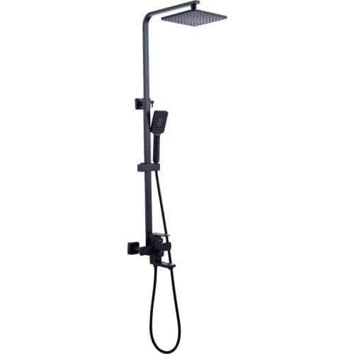 304 Stainless Steel Black Square 8 Inch Shower Shower Set Bathroom Booster Lift Multi-function Hand-held Sprinkler Shower Set