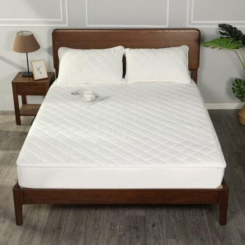 New Arrival Solid Color White Thicken Velvet Quilted Mattress Cover Queen Customized Plush Bed Cover Not Included Pillowcase