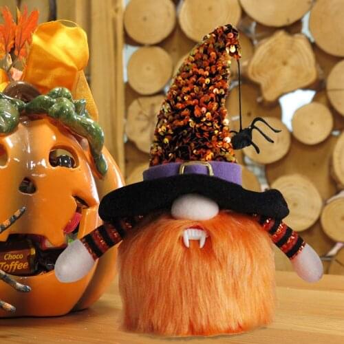 New Halloween Dwarf Doll Pumpkin Style Design Faceless Doll Ghost Witch Festival Halloween Decorations Window Desktop Ornaments